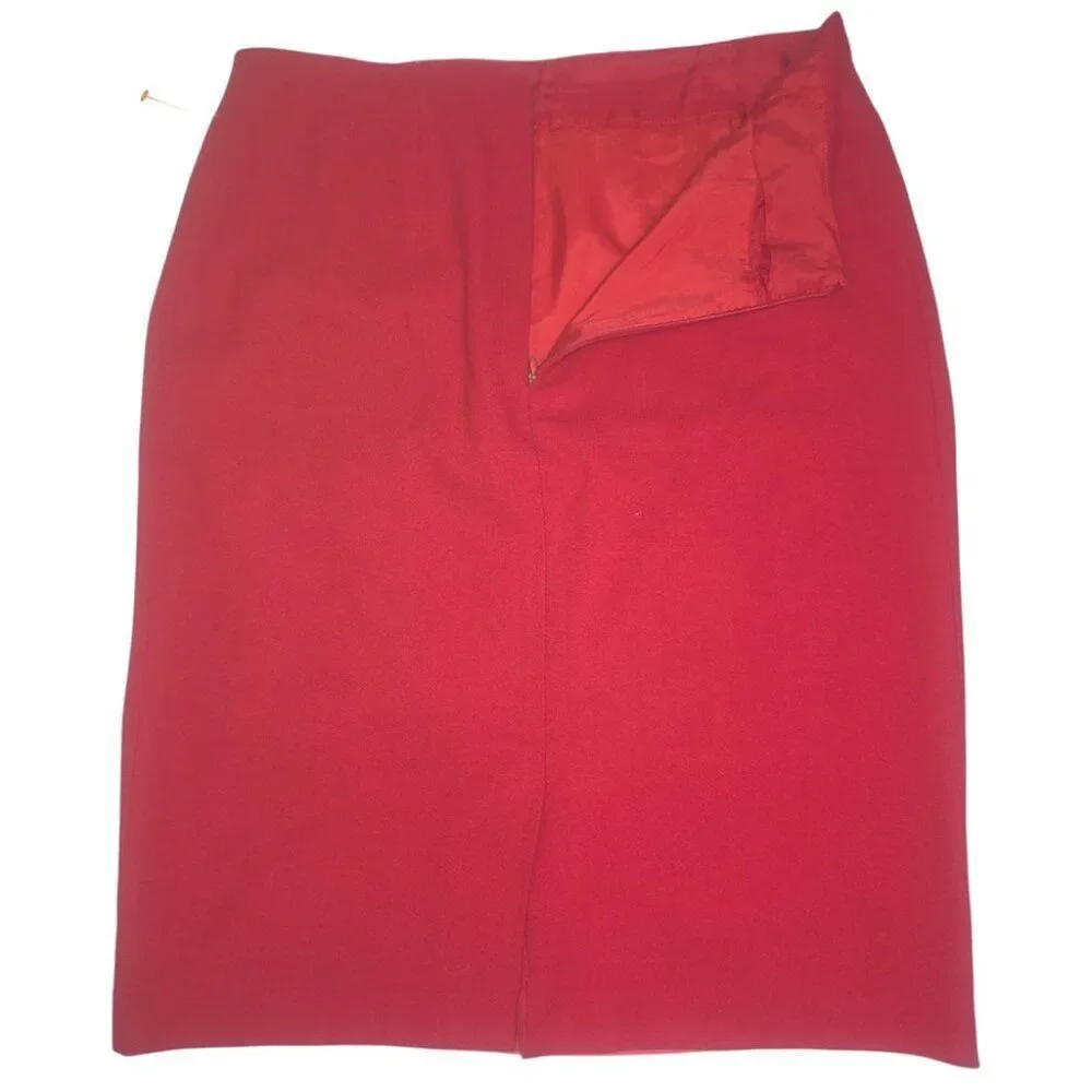 Valerie Stevens Red Wool Skirt Suit Size 6 Vintage Power Suit Set - Picture 8 of 9
